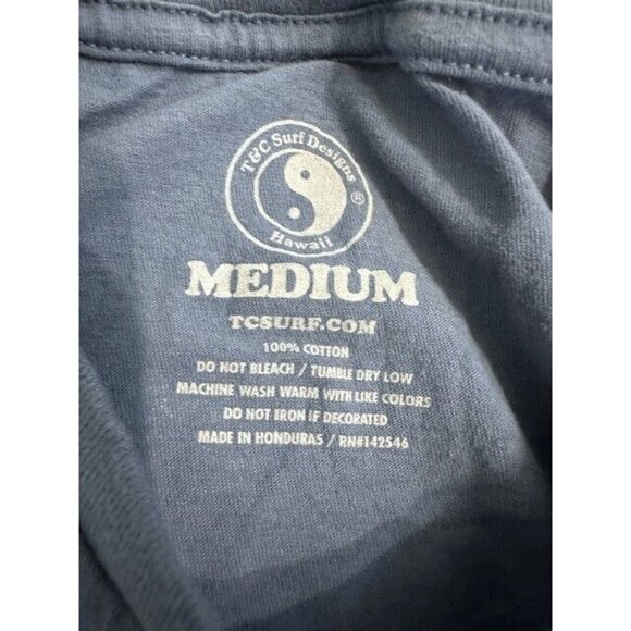 T&C Surf Hawaii Pearl City Oahu Hawaii T-Shirt Medium Dusty Blue Double Sided - Picture 4 of 7